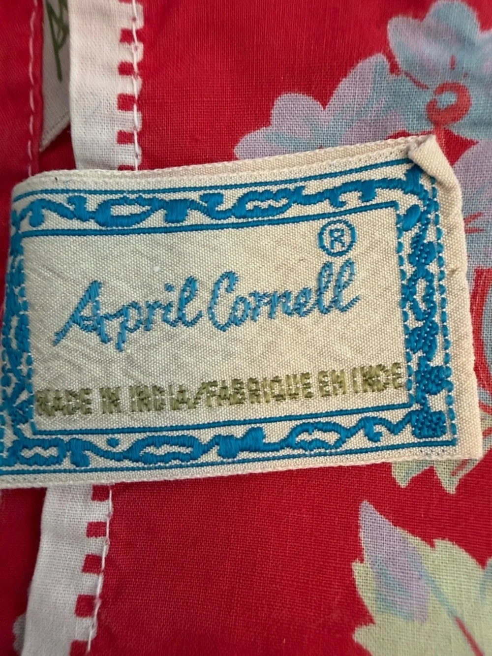 Vintage April Cornell Red Gingham Dragonfly Tablecloth Floral Hem & Four Napkins